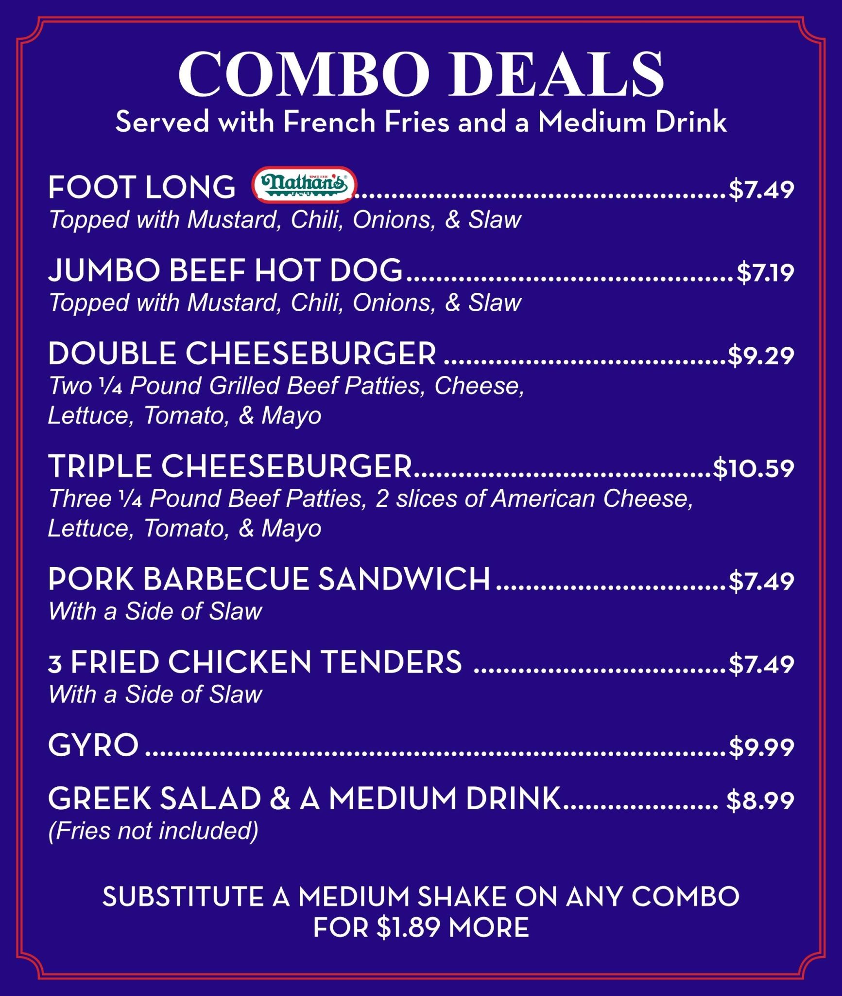 Menu Hot Dog World Hendersonville, NC